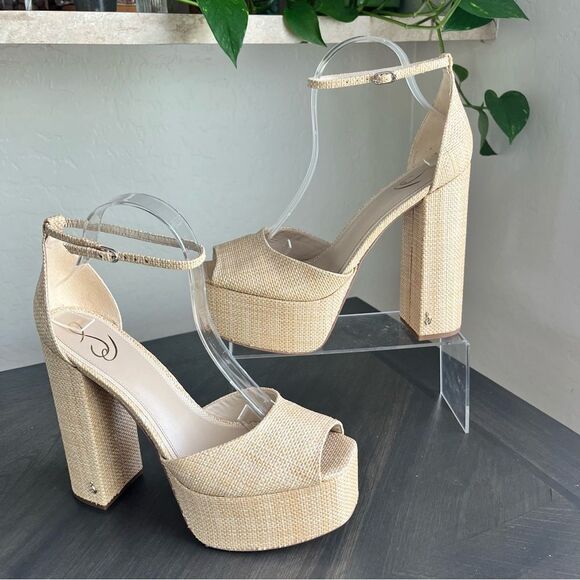 SAM EDELMAN Kori Platform Peep Toe Heels in Beechwood Size 11 NEW - Picture 4 of 17